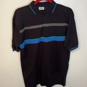 Electric Avenue Mens Vintage Double Stripe Short Sleeve Polo Size XL 90s